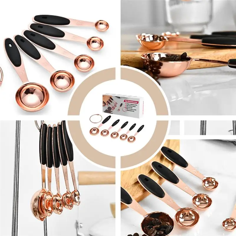 5 шт./компл. измерительные ложки разного размера розовое золото Жаростойкие из