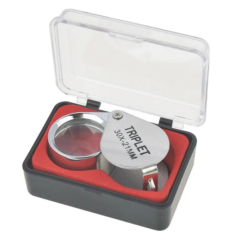 

Folding Jewelry Magnifying Glass 30X Portable Pocket Loupe Jewllery Magnifier Glasses Metal Silver Handheld Magnifier
