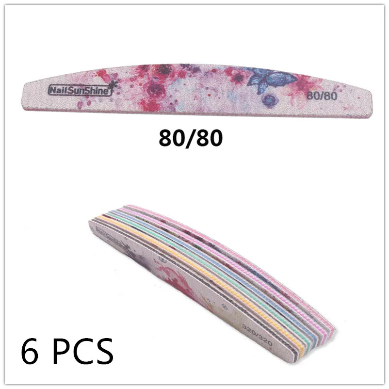 6 PCS 80 1/6 шт. деревянные для ногтей файлы для маникюра Цвет цветок прочная широкая шлифование наждачной бумагой, пилочкой для ногтей, буфами полировка ногти инструмент по уходу за ногами - Цвет: 6 PCS 80