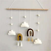 nordic cute felt clouds shape wall hanging ornament wooden stick tassel pendant kid room decoration rainbow nursery photo prop