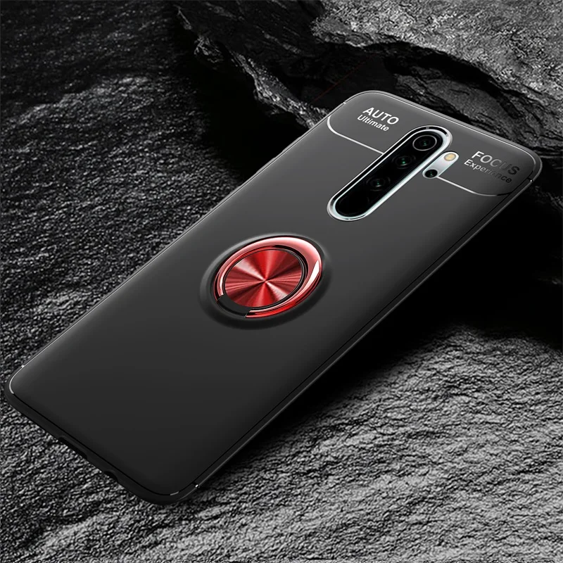 Роскошный мягкий автомобильный чехол-кольцо для Xiaomi Redmi Note 8 Pro, противоударный чехол для Xiaomi Redmi Note 8 Pro, силиконовый бампер из ТПУ - Цвет: Red Black