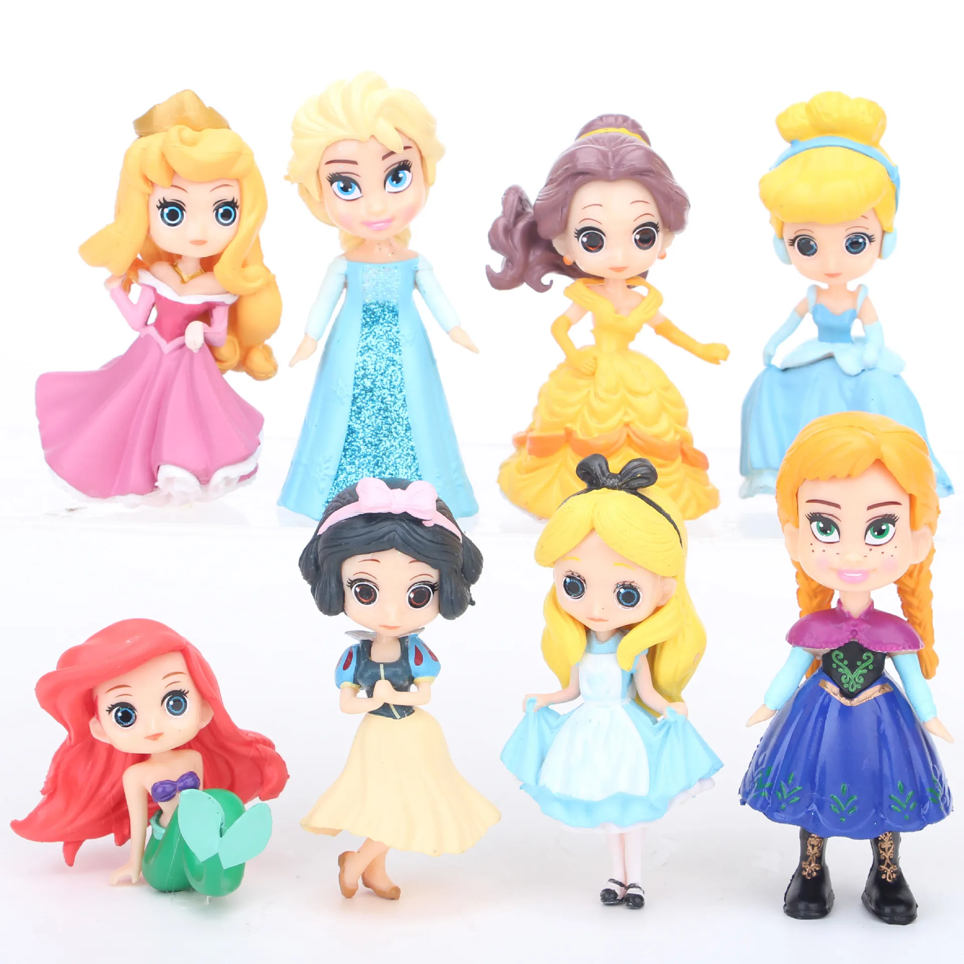 

Disney Princess Q Version Movable Doll Princess Hand-made Ornaments Collection Supplies Room Decorations 8 Pieces/batch