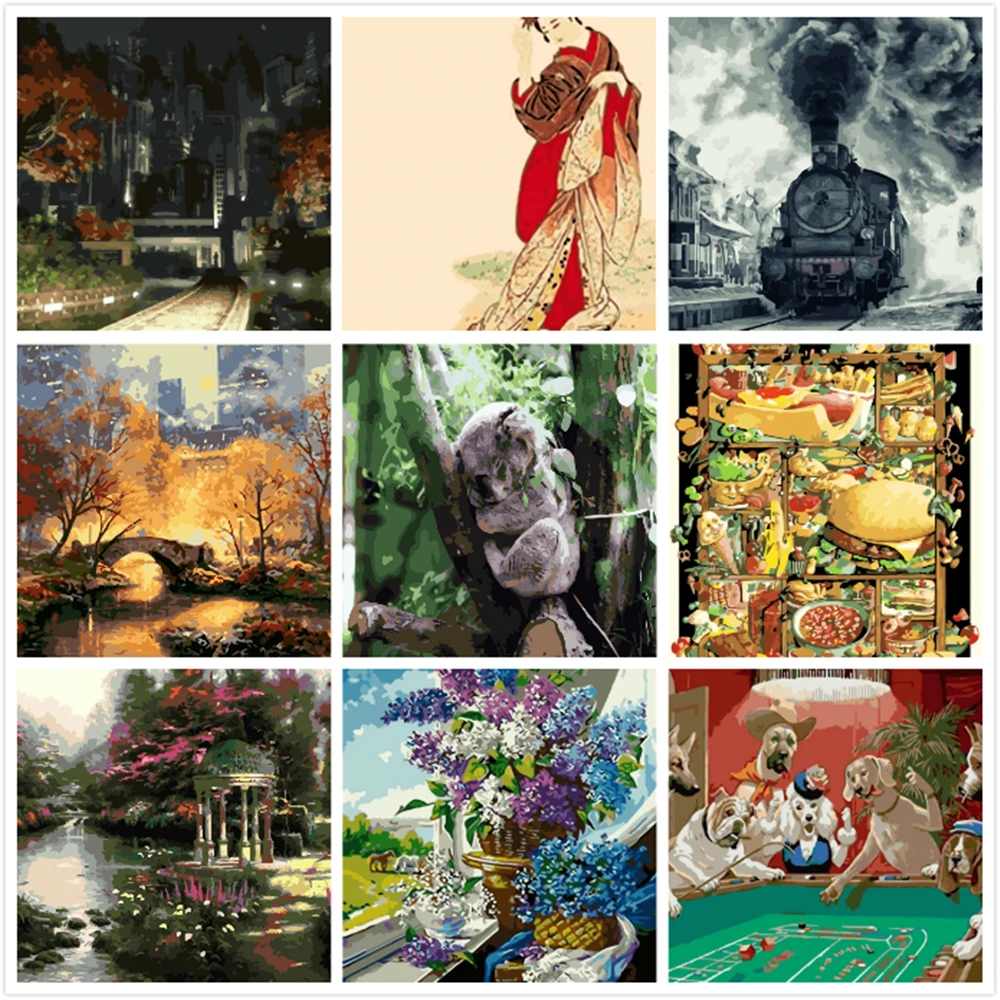 

Breath DIY Painting By Numbers Landscape Tree Oil Coloring By Numbers Painting Home Decor Hand Painted Canvas Drawing Gift