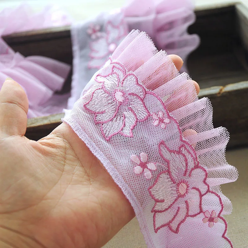 Новинка двухслойная розовая фиолетовая вышитая Цветочная лента шириной 8 см