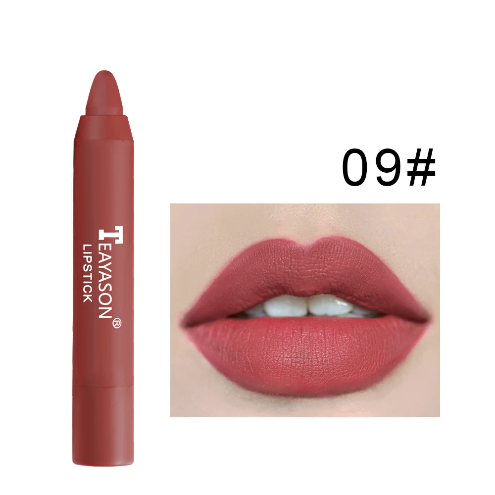 

Matte Crayon Lipstick 12 Colors Waterproof Lasting Nude Lipstick Pencil Easy To Wear non sticky Red Batom Maquiagem Lips Makeup