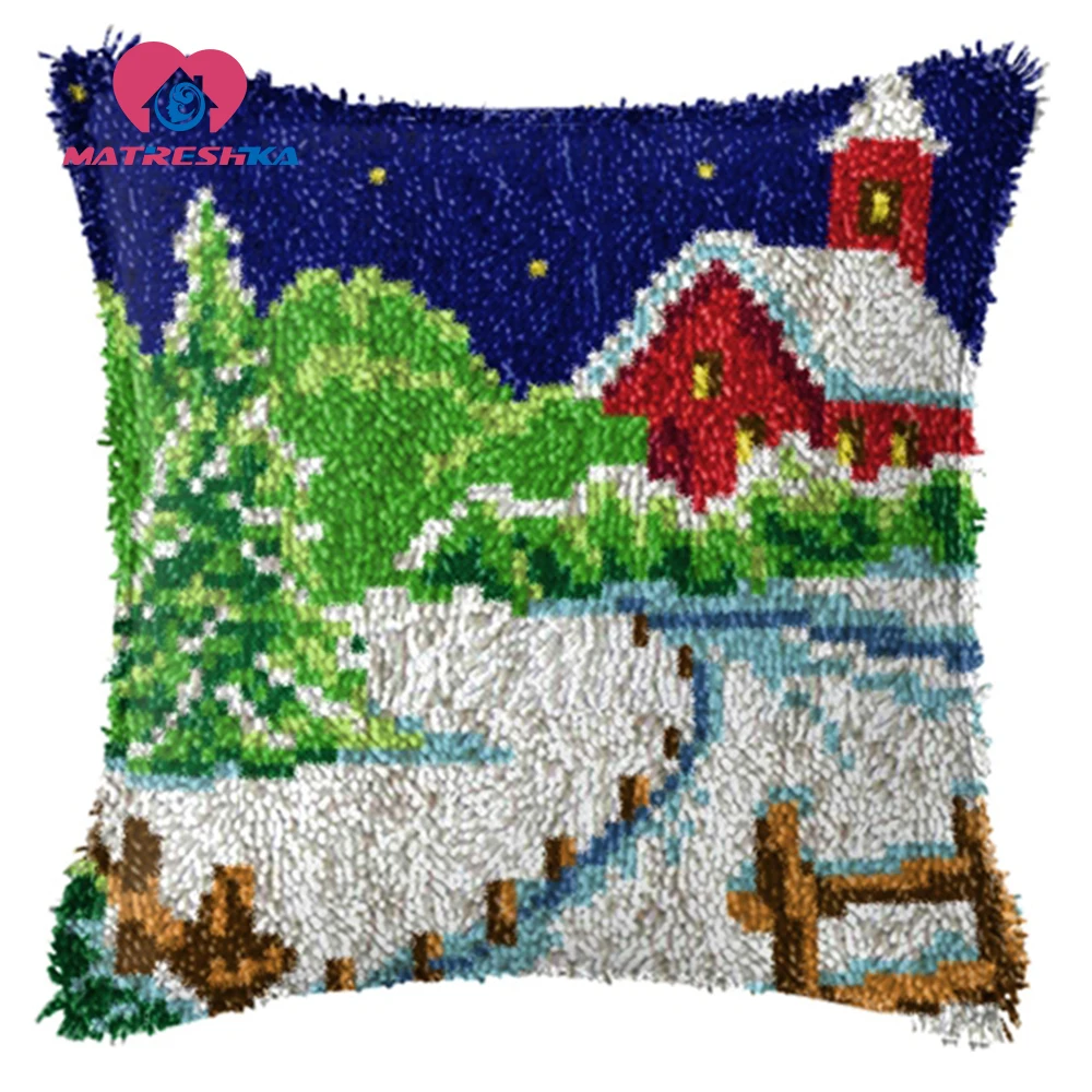 Рождественская вышивка Gfit подушка с защелкой крючок ковер наборы сделай сам
