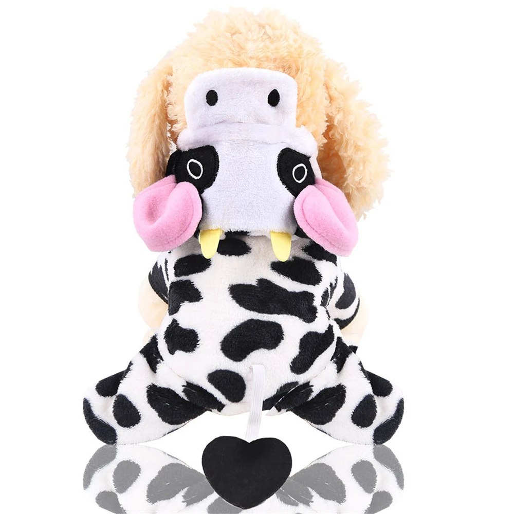 Симпатичная толстовка с капюшоном для собак молочной коровой зимняя теплая