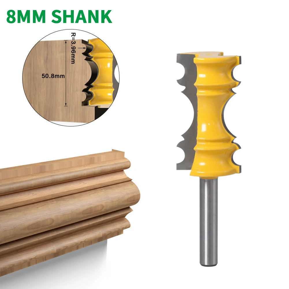 1PC 8MM Shank Milling Cutter Wood Carving Large Elaborate Chair Rail Molding Router Bit  Line knife Tenon Cutter Woodworking