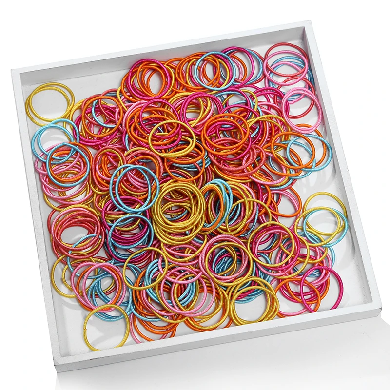 100 шт./лот сладкие девочки цветной каучук для девочек; мини-юбка для детей эластичные резинки для волос безопасный хвостик волос поддержки Детские аксессуары