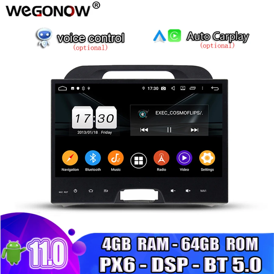 

IPS 10,1 "Android 11,0 4G RAM 64G ROM 8 Core Bluetooth5.0 Wifi GPS navi Map автомобильный DVD-плеер RDS радио для kia Sportage 2010-2014