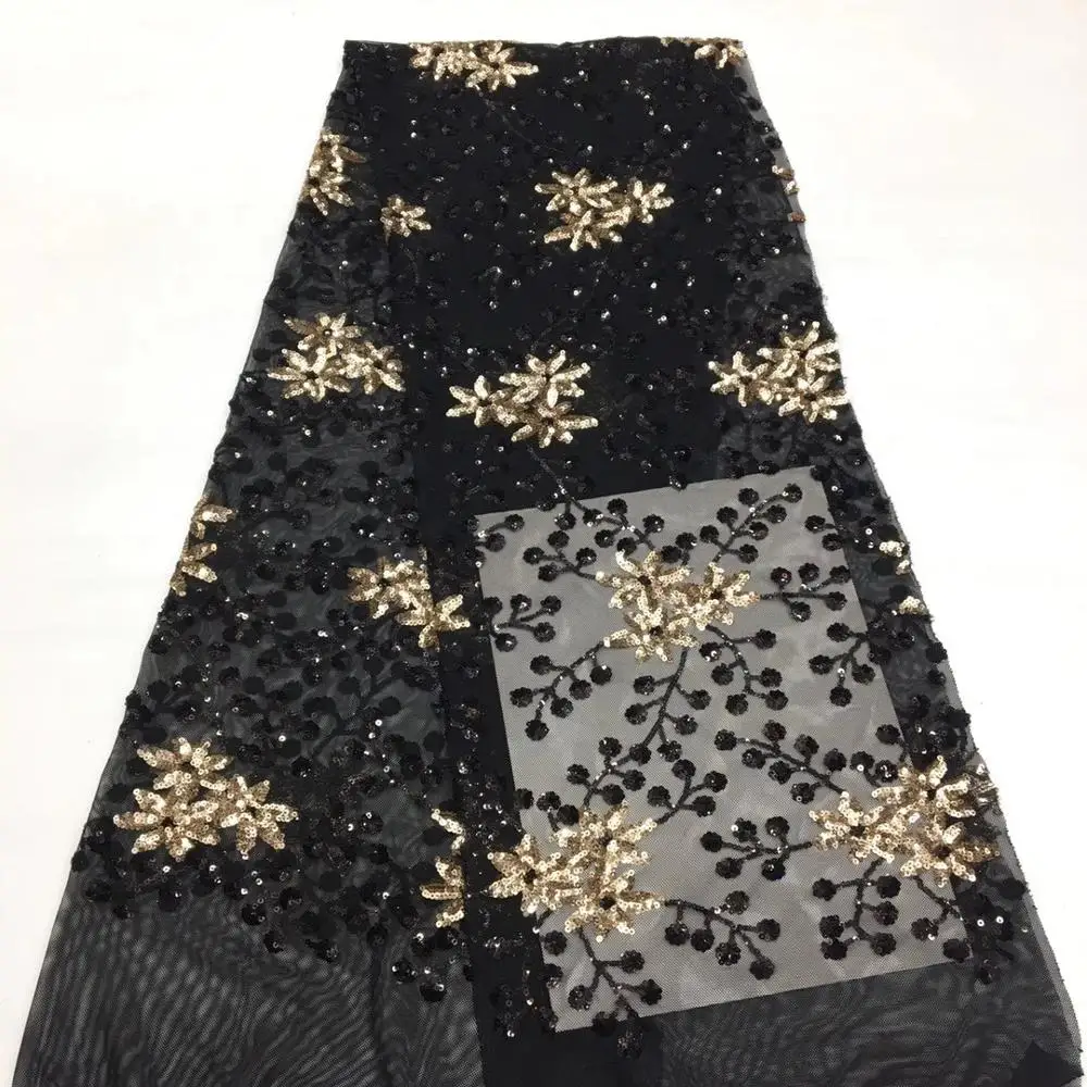 

2020 new African sequined tulle lace fabric for wedding high quality French lace fabric embroidery Nigeria lace fabric XX-R3572