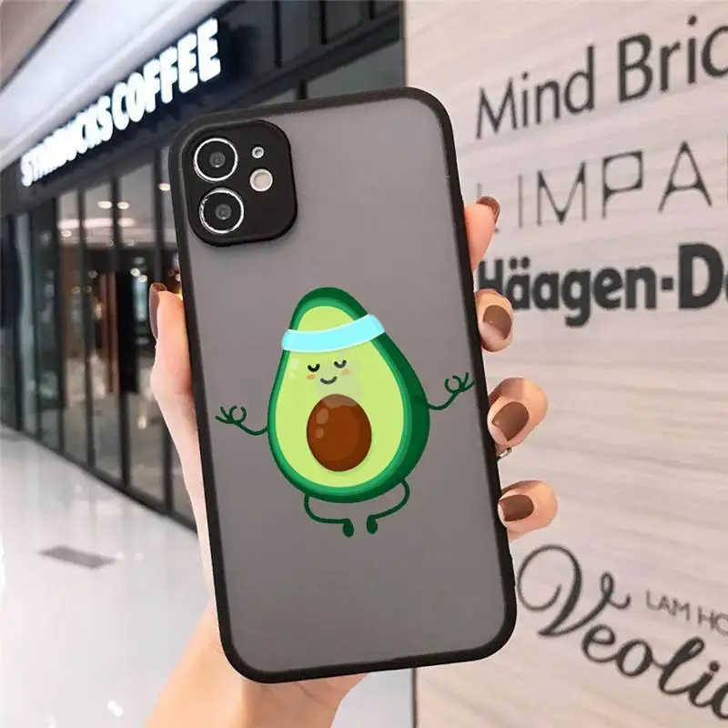 

Cute cartoon aguacate Fitness fruit Phone Cases Matte Transparent for iPhone 7 8 11 12 s mini pro X XS XR MAX Plus cover funda