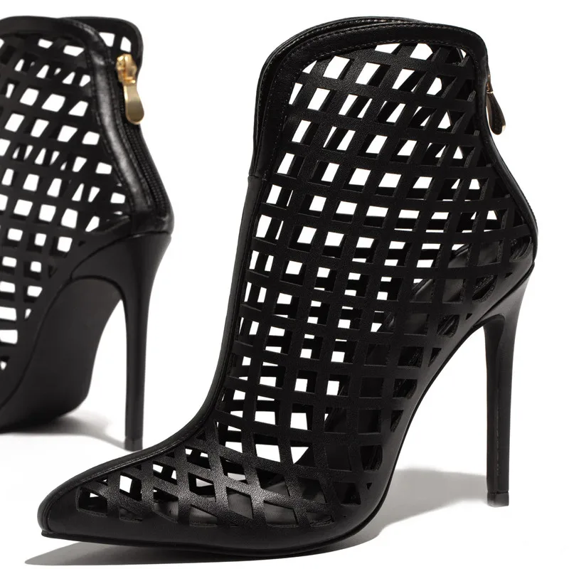 

Fashionable Ladies High Heels New Ladies Sandals Open Toe Hollow Chunky Sandals Zipper Summer High Heels Wedding Banquet Shoes