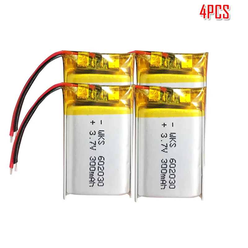 4pcs 3,7 v 300mah 602030 литий-полимерные перезаряжаемые батареи для смарт-часов Bluetooth динамик MP4 селфи палка smartwatch батарея - Цвет: 4pcs