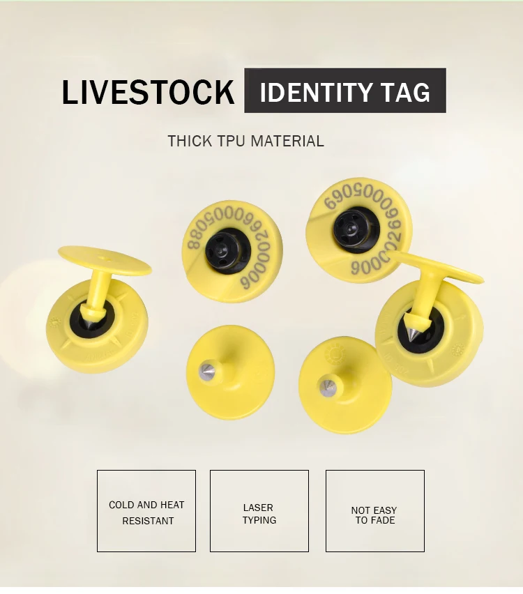 100x Rfid чип Pet Ear Tag крупного рогатого скота Id 134,2 кГц овца тег ТПУ медная голова Серьги для фермы управления животным отслеживанием