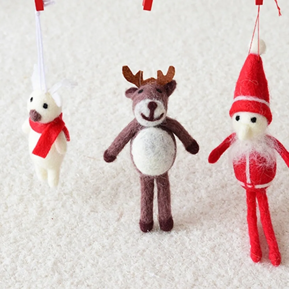 Мультяшные рождественские шерстяные войлочные украшения милые Подвески в виде