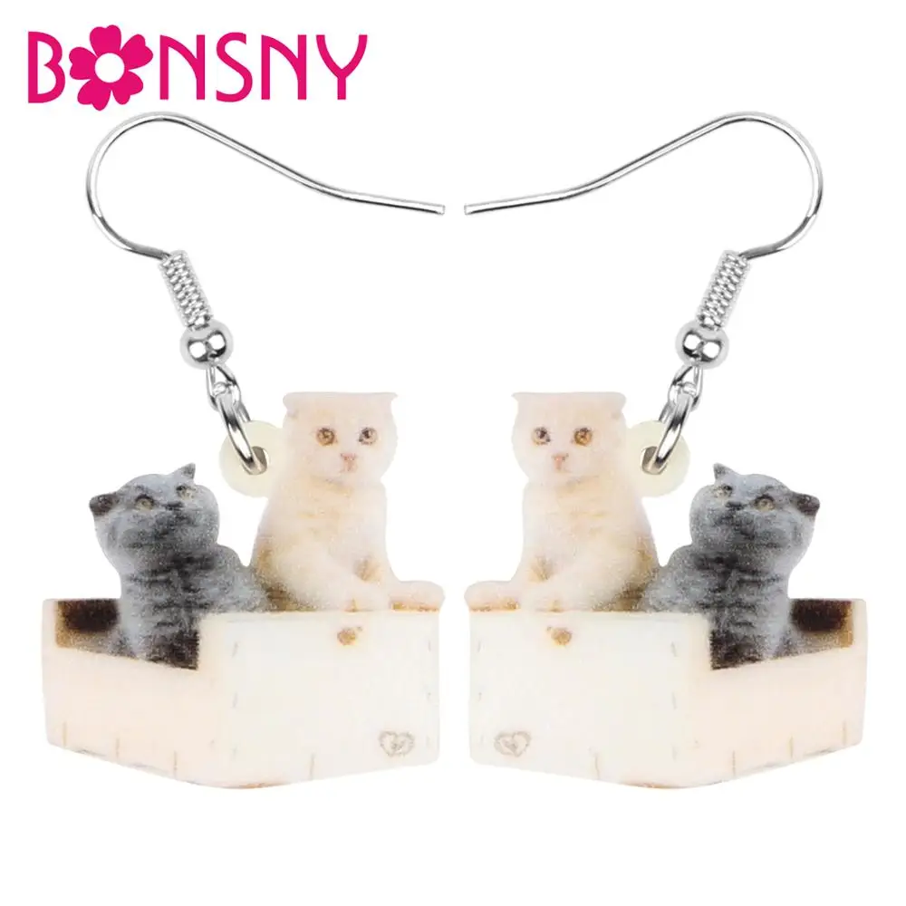 Bonsny акриловые рождественские двойные шотландские складки кошки животные