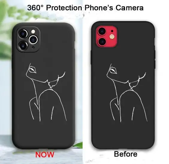

Black Sexy Lines Art Rose Heart Soft TPU Phone Case Coque For iPhone 11 Pro Max 6 SE 2020 7 8Plus XS XR 12 Cover Soft TPU Shell