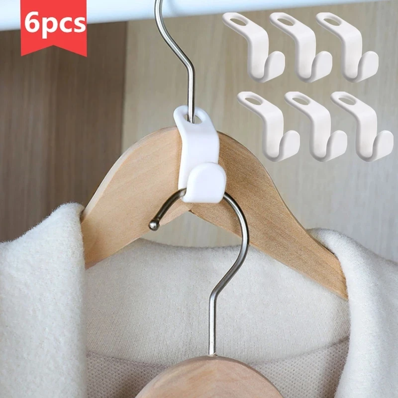 

6/pcs Connect Hooks for Hanger Wardrobe Closet Organizer Connect Hooks Rails Storage Hook Clothes Organzier Linking Hooks