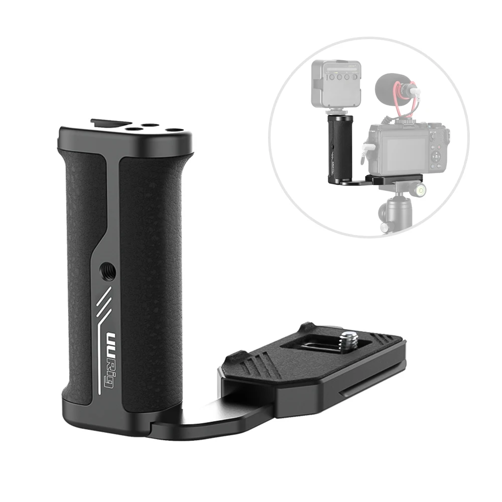 

UURig R043 DSLR Camera Side Handle Left Hand Grip 1/4 Inch Screw with Arca-Swiss Bottom Plate Cold Shoe Mount 1/4 Inch Thread