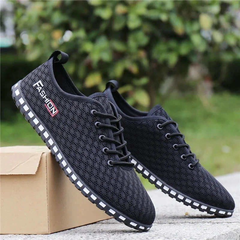 

Boys Black Air Mesh Shoes Breathable Fashion Big Size 46 Summer Sneakers Comfort Anti-Odor Man Sport Shoes