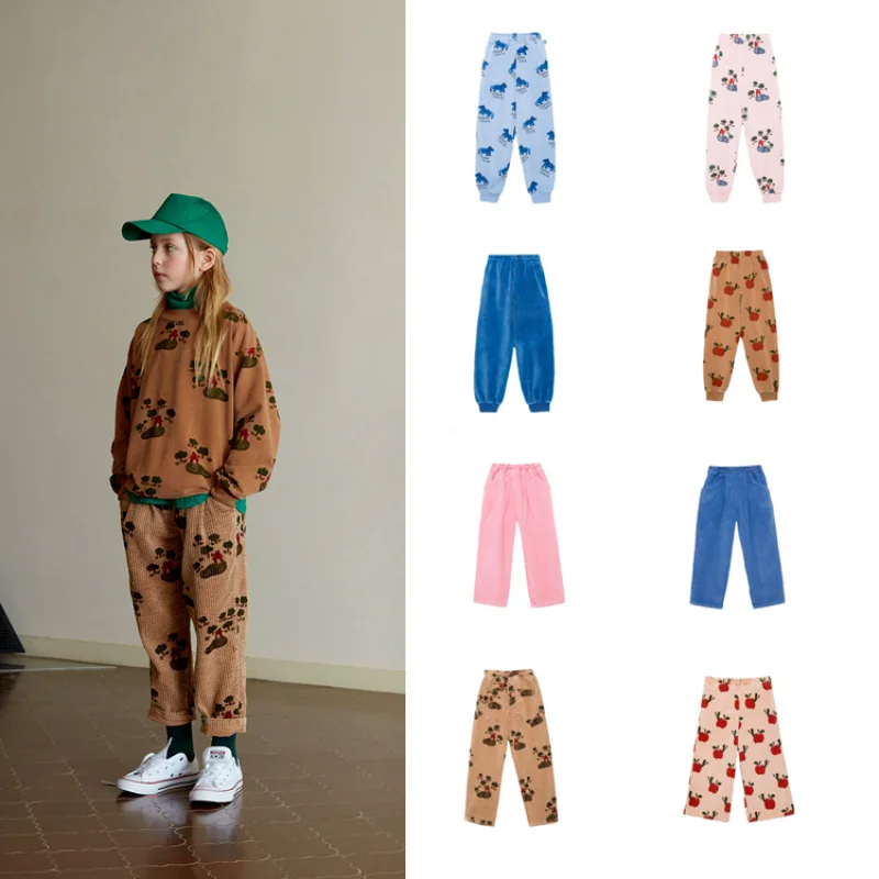 

Children's Casual Pants 2021WH Autumn and Winter Plus Velvet Corduroy Pants Boy Girl Pants