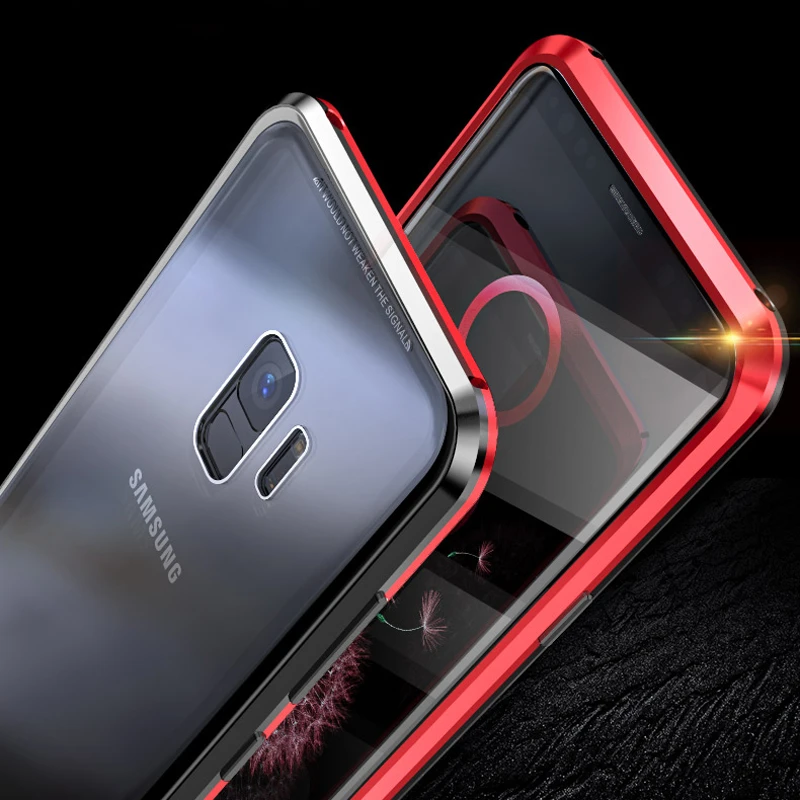 

360 Full Body Case For Samsung Galaxy S9 Plus S9Plus Metal Magnetic Bumper &Front Tempered Glass Covers For Samsung S9 Cases 360