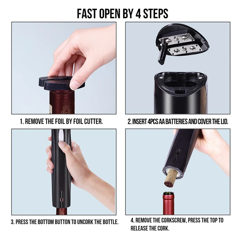 Электрический штопор Utomatic беспроводной с ножом для винных бутылок портативные