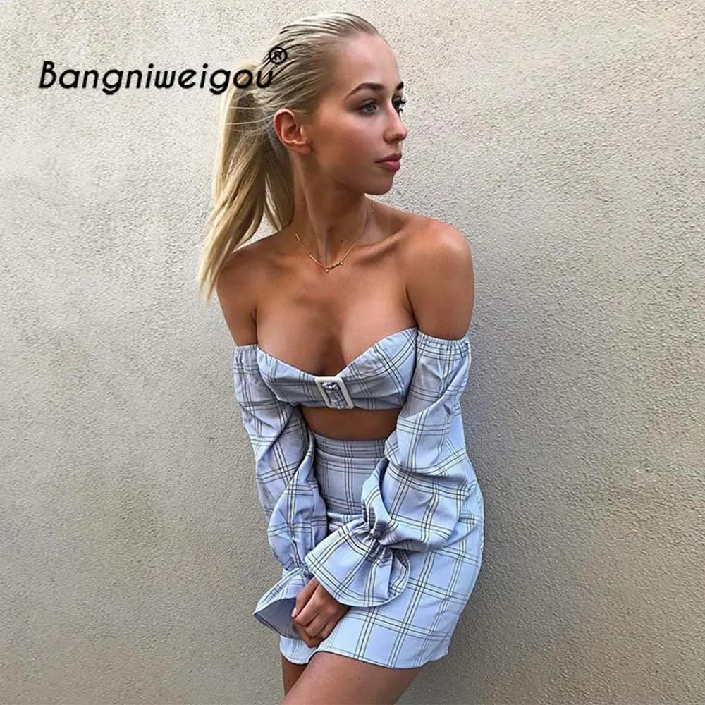 Винтажное платье топ в клетку Bangniweigou комплект из двух предметов Женский Топ без