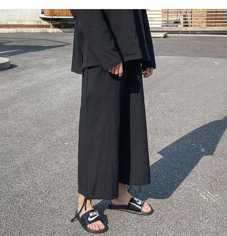 Брюки-султанки мужские льняные до щиколотки Джоггеры в стиле Харадзюку уличная