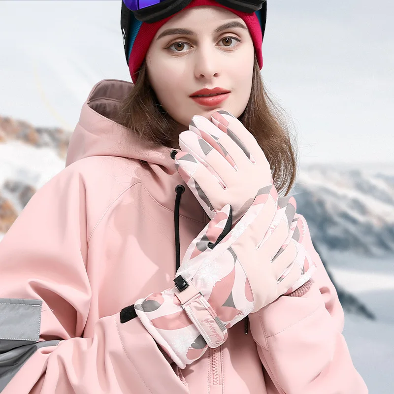 

Ski Gloves Women's Outdoor Warmth Riding Thickened Autumn Wear-resistant Touch Screen Cotton Gloves Waterproof