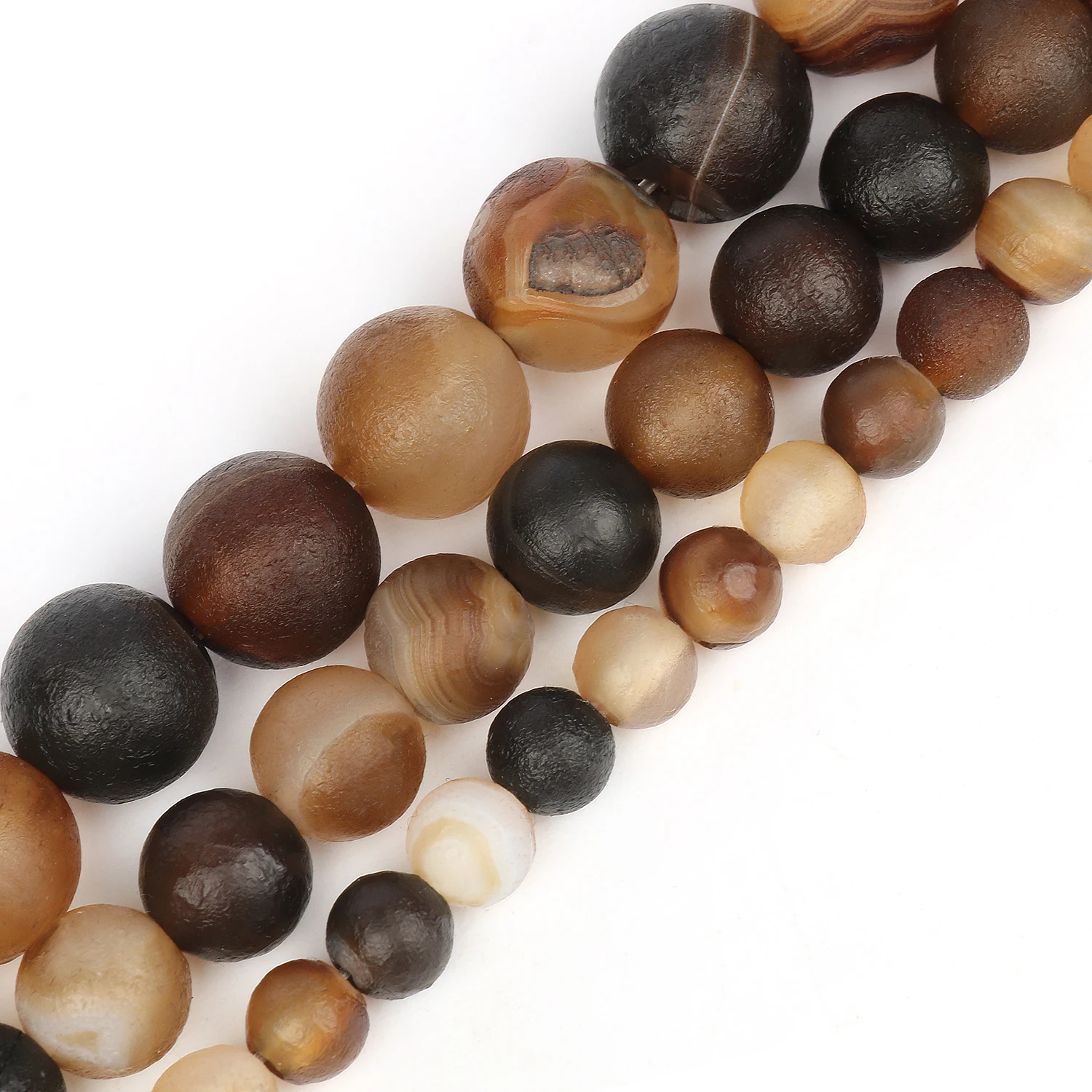 Бусины из натурального камня кофейного цвета в коричневую полоску оникс 6/8/10 мм