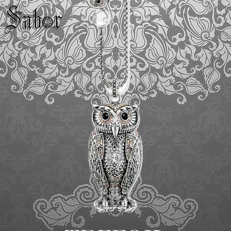Крупное и маленькое колье цепочка с совой Серебряное ювелирное изделие