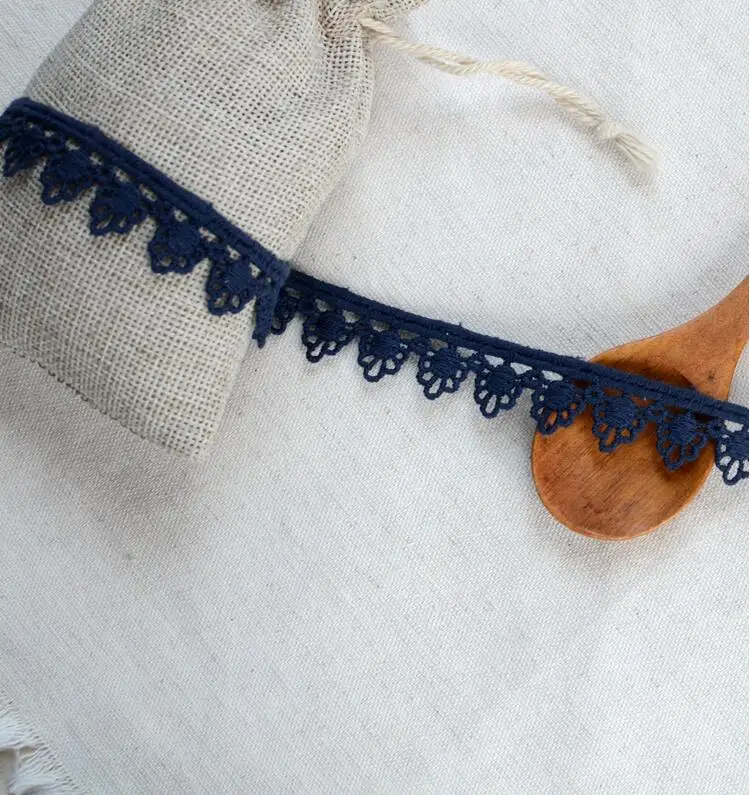 5 Meters Deep Blue Cotton Lace Ribbon DIY Embroidered Net Trim Fabric For Sewing Decoration 1.8cm Free Shipping | Дом и сад