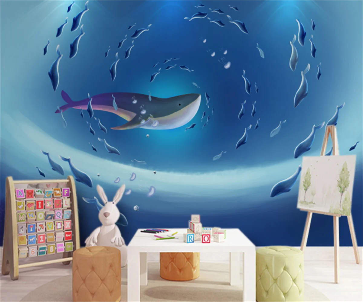 

Nordic ocean children's room background wall cartoon 3d wallpaper children's room wallpaper custom home decoration wall stickers