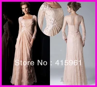 vestido de madrinha fabulous pink lace full length mother of the bride dresses evening dress gown with long sleeves for weddings