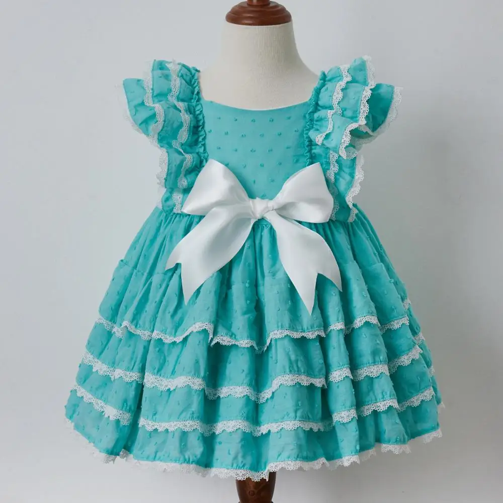 Хлопковое винтажное платье принцессы 3 шт. синее оранжевое кружевное в стиле