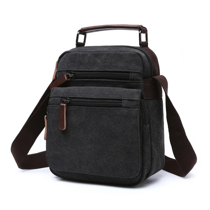

New men's and women's fashionable all-around canvas bag men's solid color horizontal square single Shoulder Messenger Bag