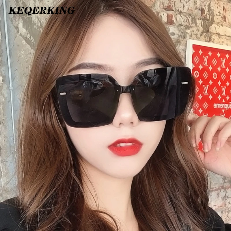 

intage Trendy Wide Oversized Sunglasses Women 2020 Brand Designer Retro Square Frame Chic Sun Glasses Shades Accessory