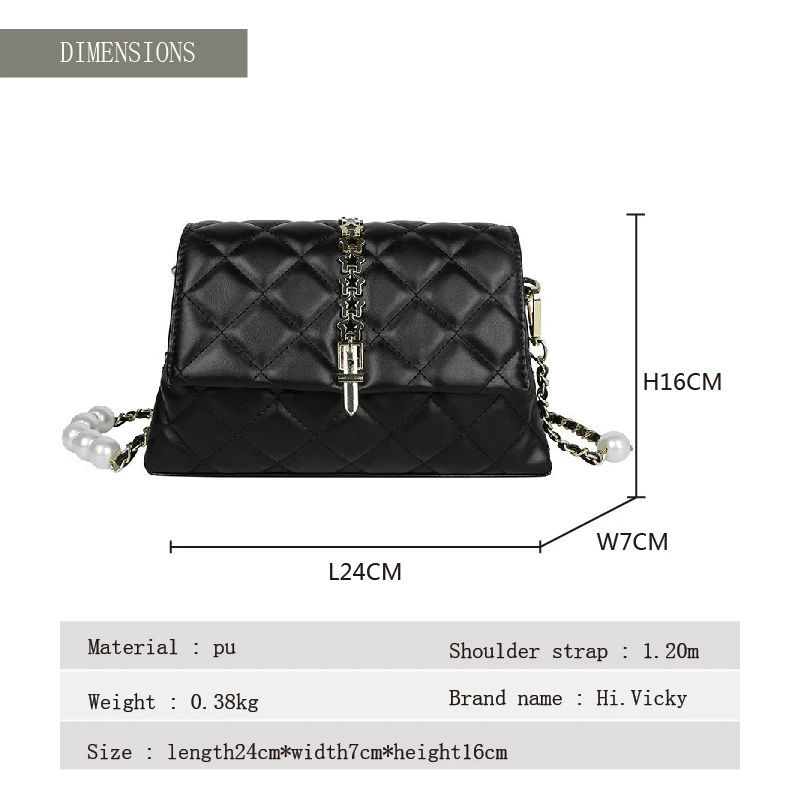 

Famous Designer Brand 2021 European Luxury Classic Fashion Black Female Shoulder Bag High Quality Ladies Messenger Bag Chain