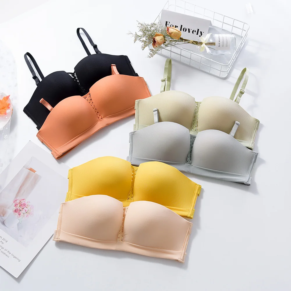 

Comfortable Bra For Women Push UP Lingerie padded Bralette No Rims Sexy Lace Edge Massage Palm Cup Underwear Tops Size 30-38