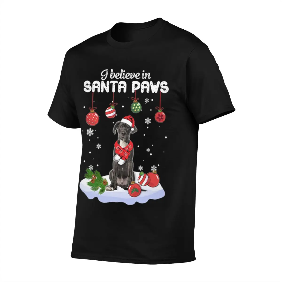 Футболка мужская с надписью I Believe In Santa Paw тенниска большого размера в стиле аниме