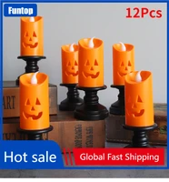 2021 halloween candle light led colorful candlestick table top decoration pumpkin party happy halloween party decor