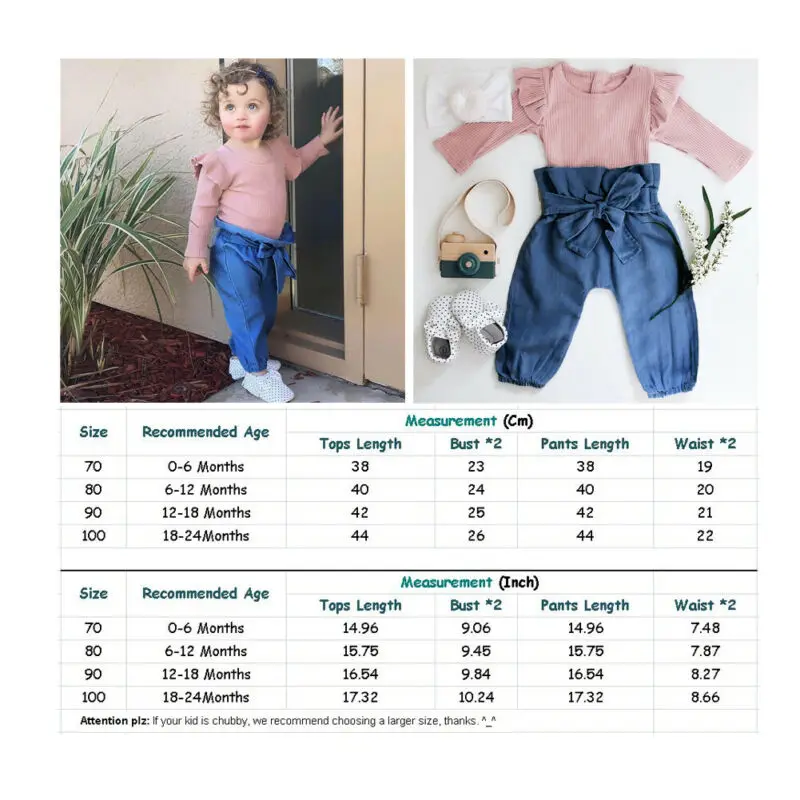 2PCS Newborn Baby Girl Outfit Solid Long Sleeve Romper Top +Bandage Pants Trousers Casual Autumn Clothes | Мать и ребенок
