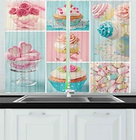 coffee kitchen curtains collage of cupcakes and marshmallows in pastel colors photos window drapes for kitchen cafe decor 55 x