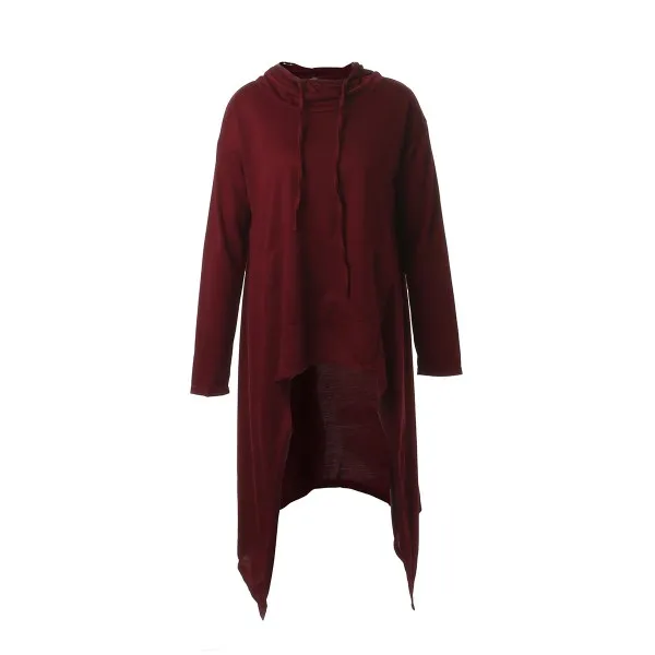 Wine Red Повседневный Свободный Топ для женщин с длинным рукавом и капюшоном, толстовка с капюшоном в виде ласточкиного хвоста, пуловер, топы, толстовки для женщин, осень, джемпер, пальто, США - Цвет: Wine Red