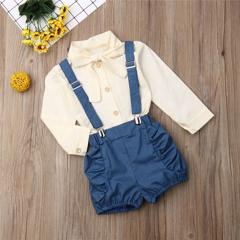 Осенняя одежда для девочек из 2 предметов милая маленьких топы с длинными