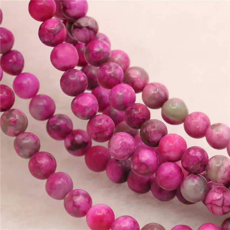Fashion Natural Stone Rose Red Crazy Agates Jades Round Loose 4/6/8/10/12mm Women's DIY Jewelry Making Free Shipping 15inch Y521 |