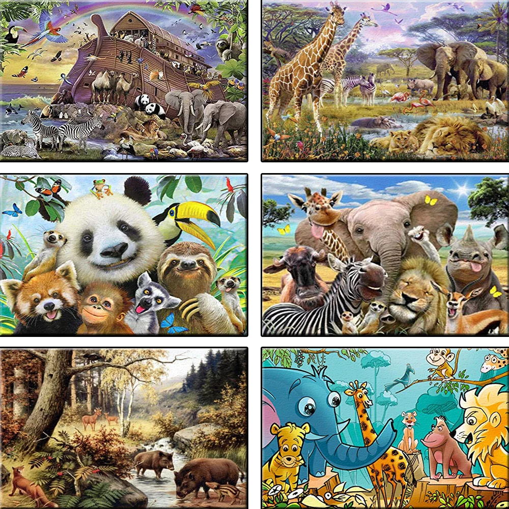 

Happy Zoo DIY Painting By Numbers For Kids Lovely Abstract Animals Canvas For Drawing Picture For Home Decor Custom Unique Gift