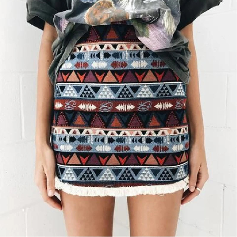 

Женская трапециевидная мини-юбка с принтом и кисточками, трапециевидная юбка с высокой талией, винтажная юбка во французском стиле BB4553, 2022